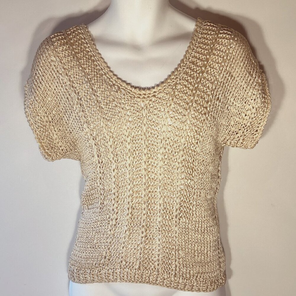 Wheat Color Crochet Open Weave top Minimalist Quiet Luxury Boho Capsule Wardrobe